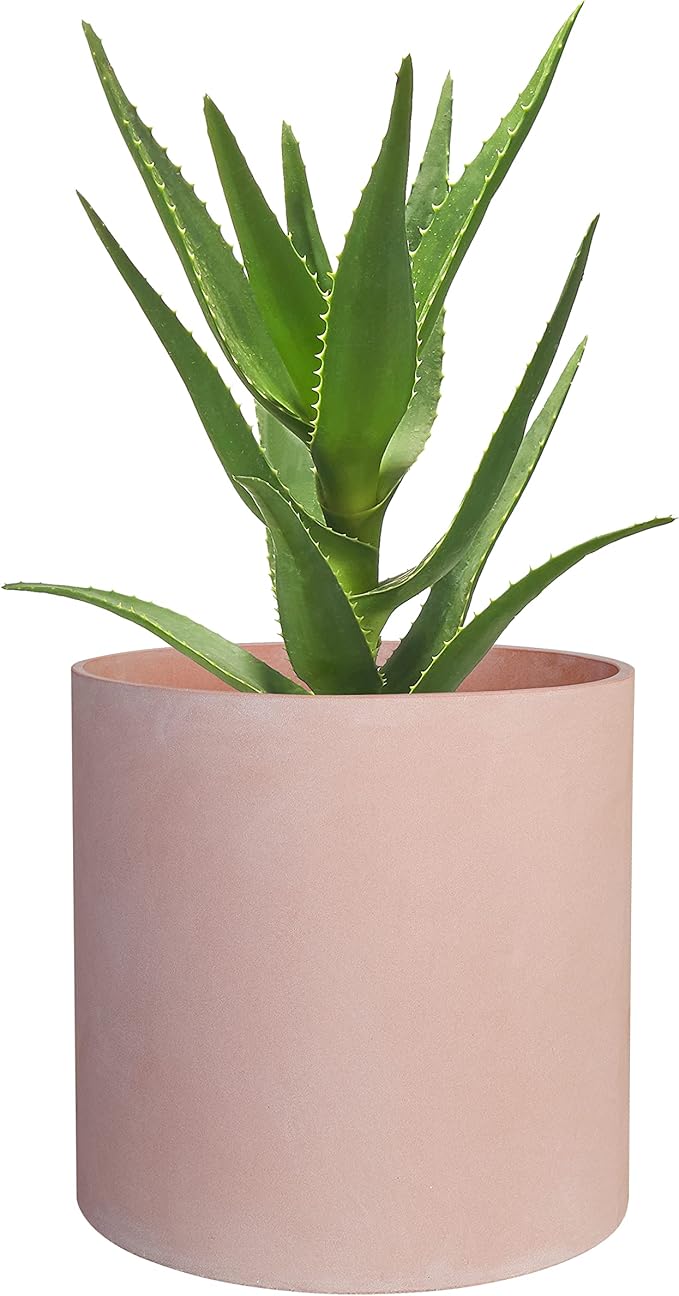 FaithLand Plant Pot 8 inch - Perfectly Fits Mid-Century Modern Plant Stand - Drainage Plug and Drainage Mesh Screen - Terracotta Color Planter Pot