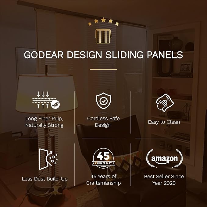 GoDear Design Adjustable Vertical Blinds for Sliding Glass Doors 45.8"- 86" W x 96" H, Extendable Sliding Panel Track Blinds for Windows, Blue Shimmering Trimmable Fabric Panels, Semi-Sheer, Sapphire