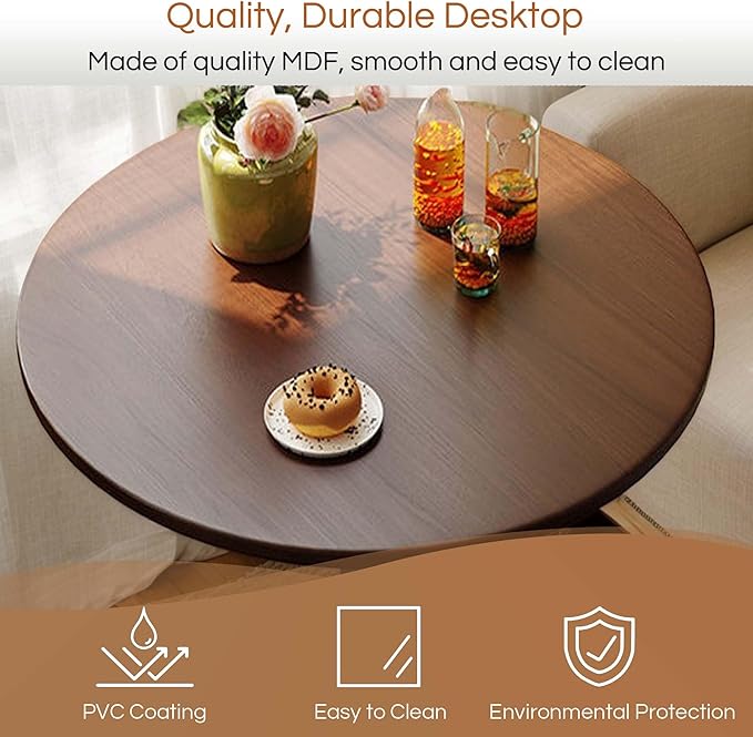 Round Dining Table,24 Inch Tulip Table with Wood Top and Sturdy Metal Pedestal,Mid-Century Leisure Table for Small Space Kitchen Dining Room Living Room,20-Min Easy Assembly