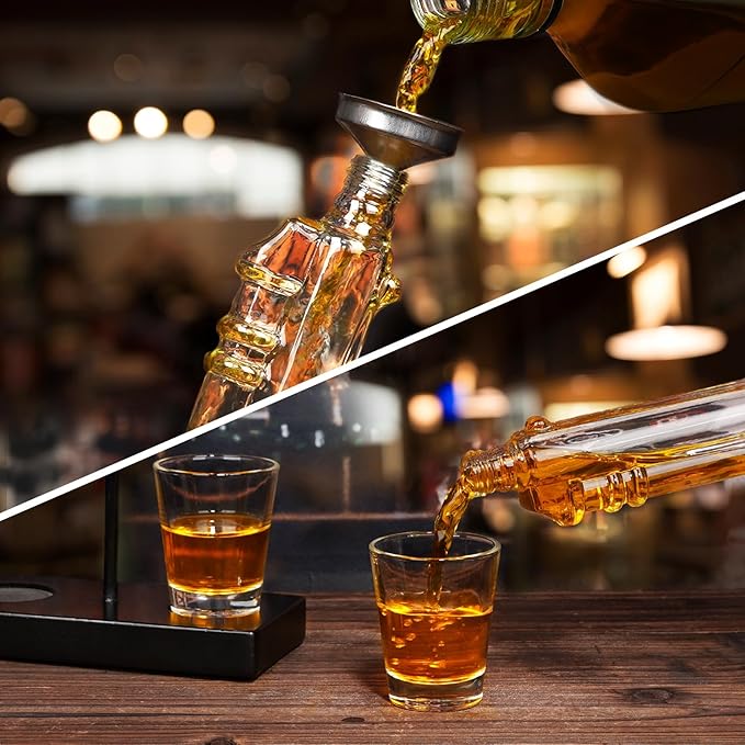PONPUR Birthday Gifts for Men Dad Christmas, Whiskey Decanter Set with 2 Glasses, Cool Whiskey Bourbon Gifts for Mens, House Warming Anniversary Presents for Husband Him