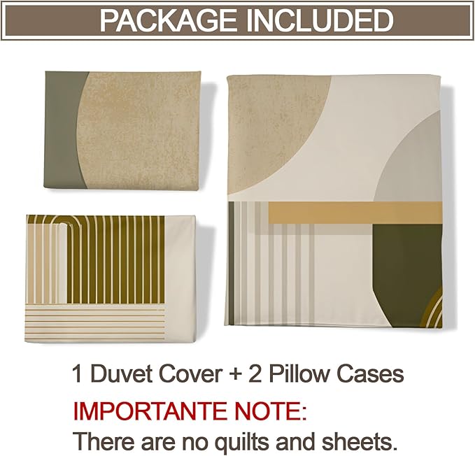 Middle Ages Duvet Cover Twin Size, Retro Colorful Geometry Bedding Set 2 Piece Kids and Adults Minimalism Patterned Comforter Cover with Zipper Ties & 1 Pillowcases