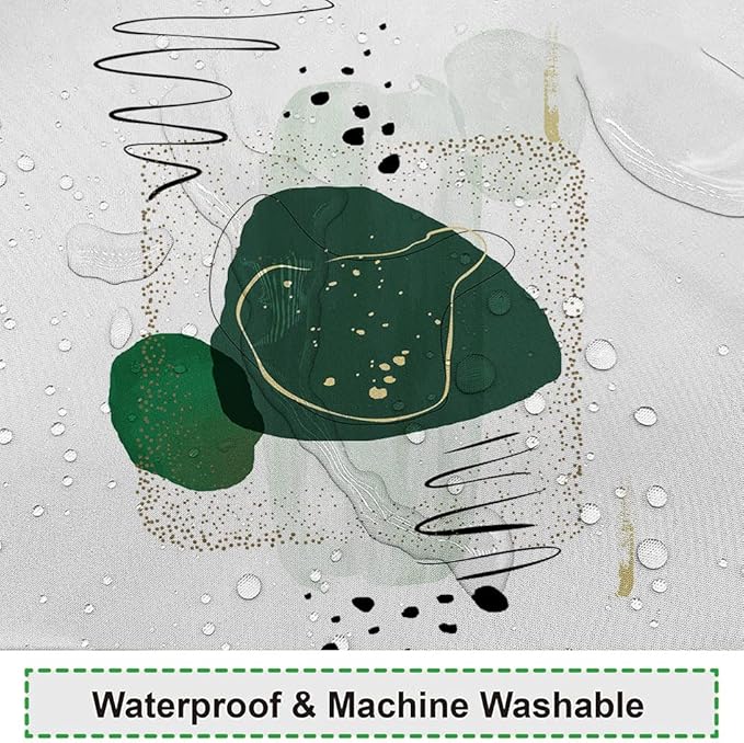 Abstract Mid Century Shower Curtain Watercolor Green Chic Pattern Design for Modern Minimalist Bathroom Decor Accessories Shower Curtain Set with 12 Hooks, 72x84 Inches