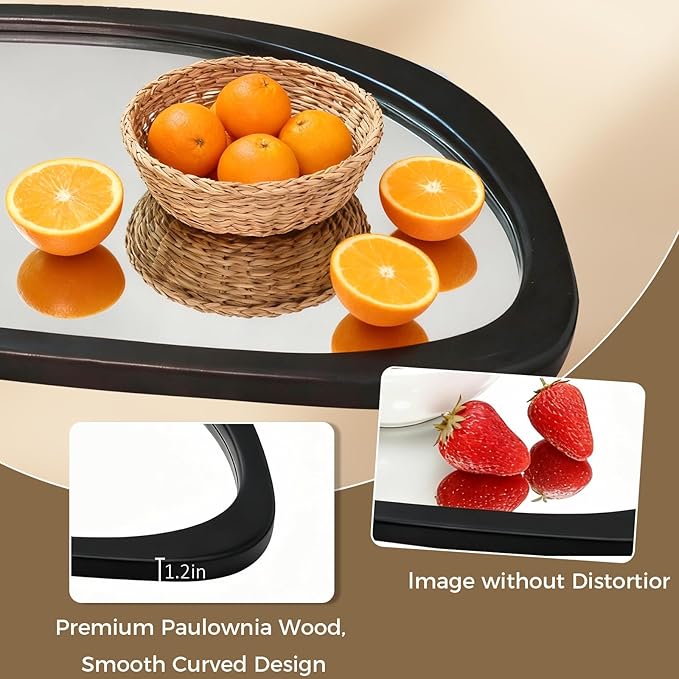 Asymmetrical Mirror, Irregular Wall Mirror, Wood Frame Decorative Mirror for Bedroom, Living Room, Entryway, Hallway, Mid Century Modern and Boho Home Decor, Abstract Wall Mirror 30" H x 20" W
