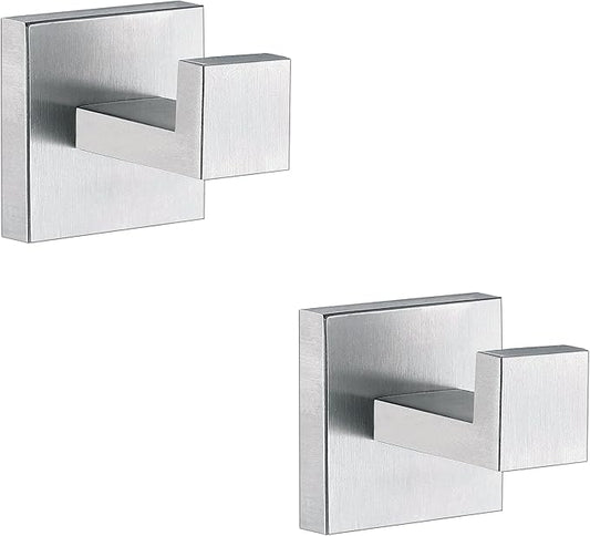 Towel Hooks for Bathrooms, Brushed Nickel Towel Hook for Kitchen Bathroom, SUS304 Stainless Steel Coat Hook, Heavy Duty Towels Holder Hooks for Hanging Towels,Coats,sponges,Clothes,Wall Mount, 2 Pack