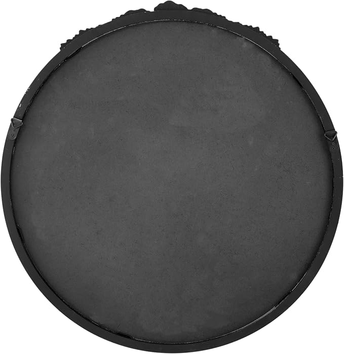 A&B Home Round Wood Mirror - 30" Circle Mirror with Hand Carved Antique Mirror Frame,Bathroom Living Room Bedroom Entryway Black Vanity Mirror