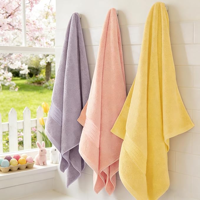 COZYART Yellow Luxury Bath Towel Set, Turkish Cotton Hotel Towel Bulk for Bathroom, Thick Bathroom Set of 6 Pcs with 2 Large Bath Towels, 2 Hand Towels, 2 Washcloths, 650 GSM.