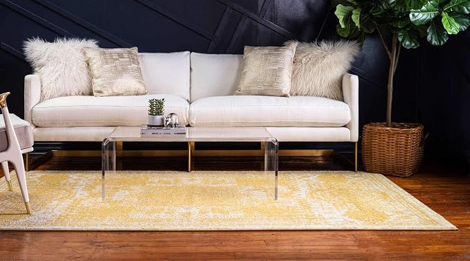 Unique Loom Bromley Collection Area Rug - Wells (3' 3" x 5' 3" Rectangle, Yellow/ Ivory)