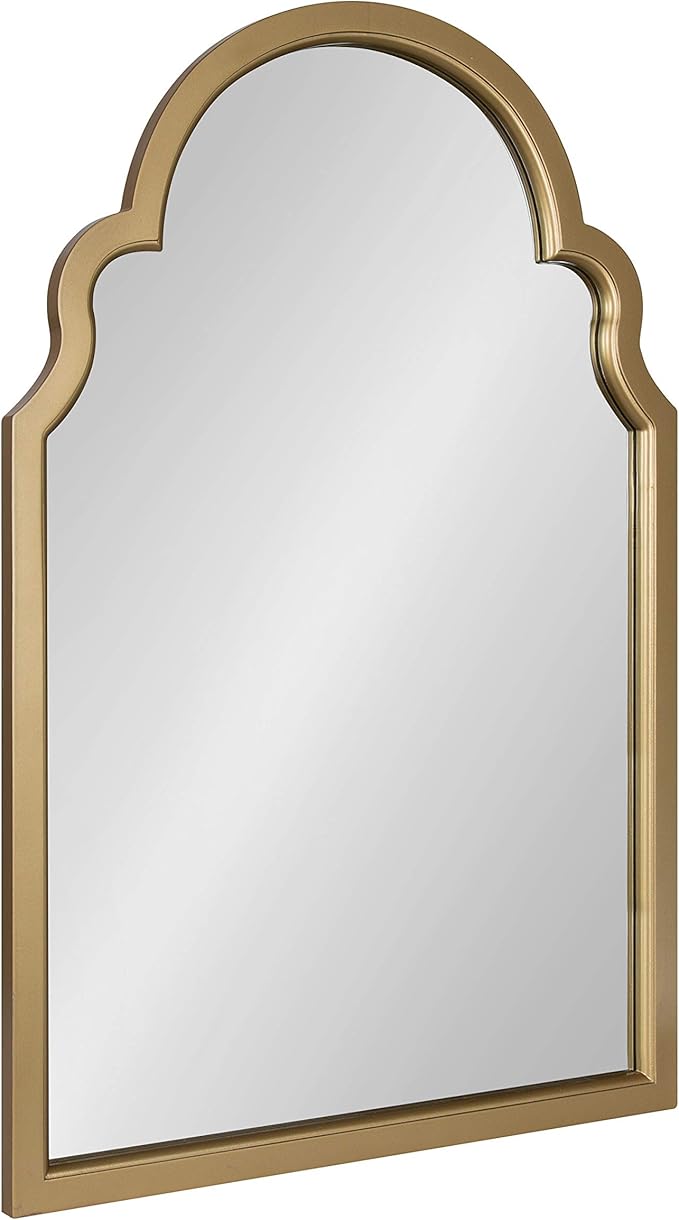 Kate and Laurel Hogan Modern Arched Wall Mirror, 24 x 36, Gold, Glam Moroccan Mirror for Wall