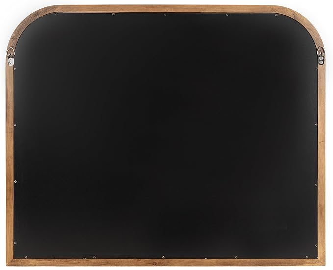 Kate and Laurel Glenby Transitional Wide Arch Wall Mirror, 34 x 28, Rustic Brown, Wooden Farmhouse Arched Bathroom Mirror with Rounded and Stepped Frame Profile
