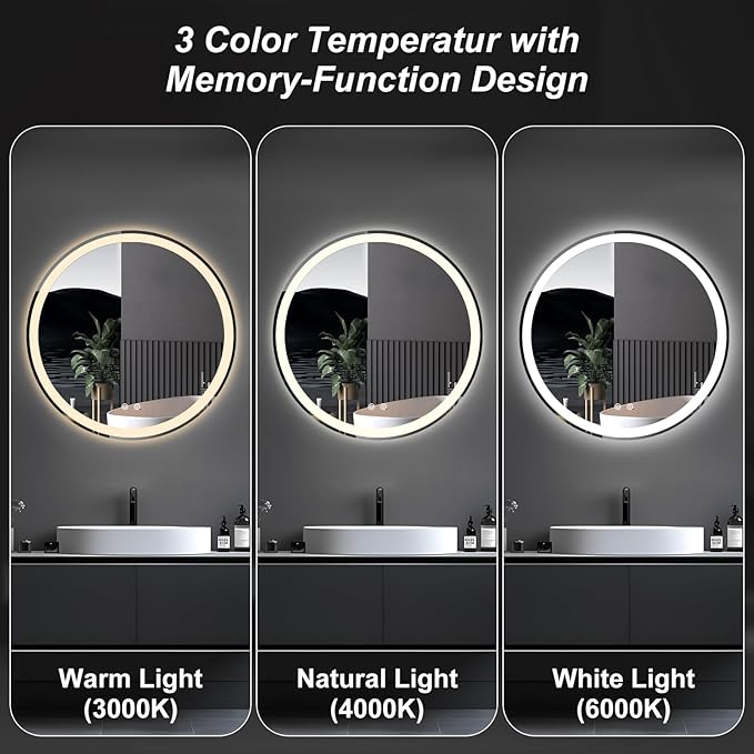 NEWBULIG Wall Mirror, Bathroom Mirror for Over Sink, Matte Metal Framed Vanity Mirror, Wall Decor for Bedroom, Tempered Glass