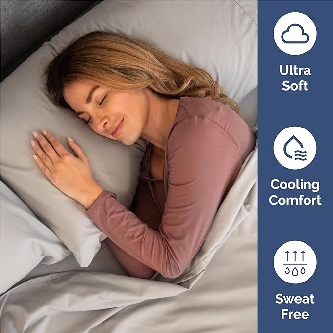 Split King Size 5 Piece Sheet Set - Comfy Breathable & Cooling Sheets - Hotel Luxury Bed Sheets for Women & Men - Deep Pockets, Easy-Fit, Soft & Wrinkle Free Sheets - Light Grey Oeko-Tex Bed Sheet Set
