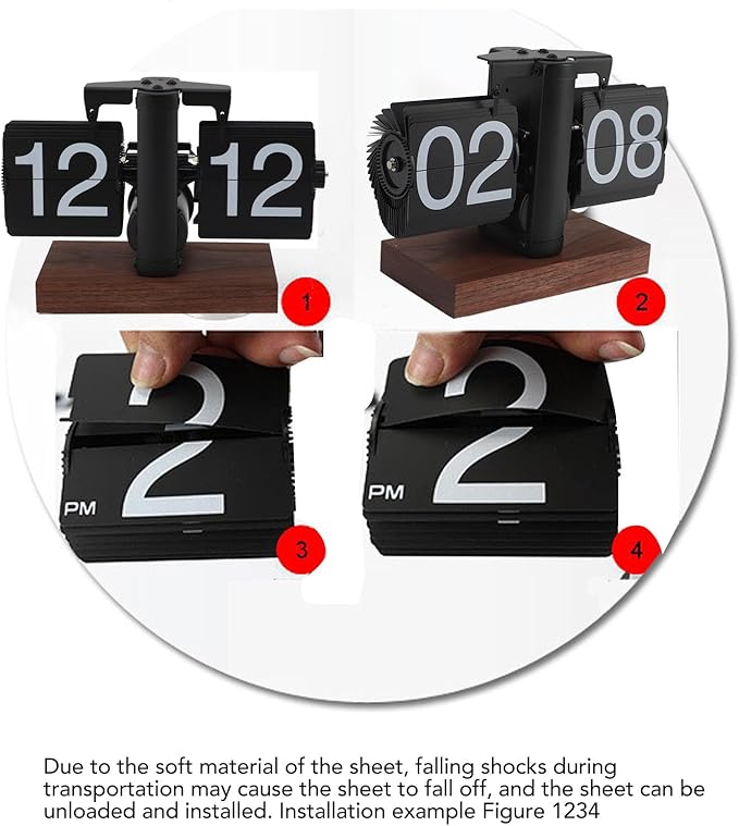 Adjustable Retro Flip Clock, 24 Hours Flip Desk Clock with Anti Slip Base, Large Number Digital Down Vintage Automatic Page Turning Timer for Home, Office