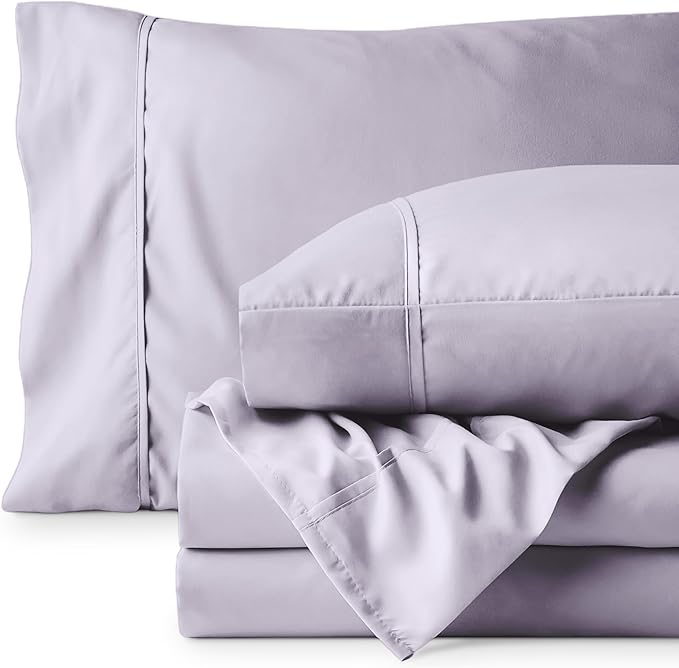 Bare Home Full Sheet Set - 1800 Ultra-Soft Microfiber Full Bed Sheets - Double Brushed - Deep Pockets - Easy Fit - 4 Piece Set - Bedding Sheets & Pillowcases (Full, Light Lavender)