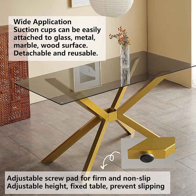 Modern Table Base Gold 29" Metal Dining Table Legs with Suction Cups, Desk Base for Marble,Glass,Wood Top, Furniture Legs for Coffee Table, Home,Kitchen, Office (Gold)