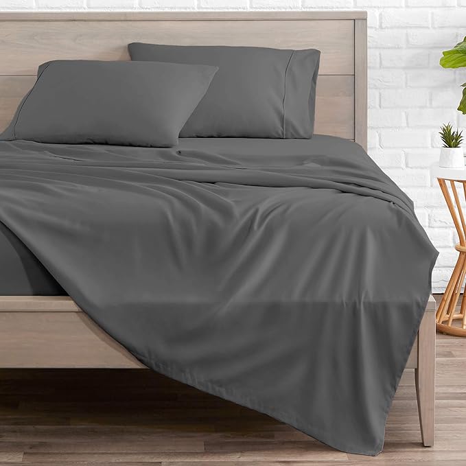 Bare Home California King Sheet Set - 1800 Ultra-Soft Microfiber Cal King Bed Sheets - Double Brushed - Deep Pockets - Easy Fit - 4 Piece Set - Bed Sheets (California King, Grey)