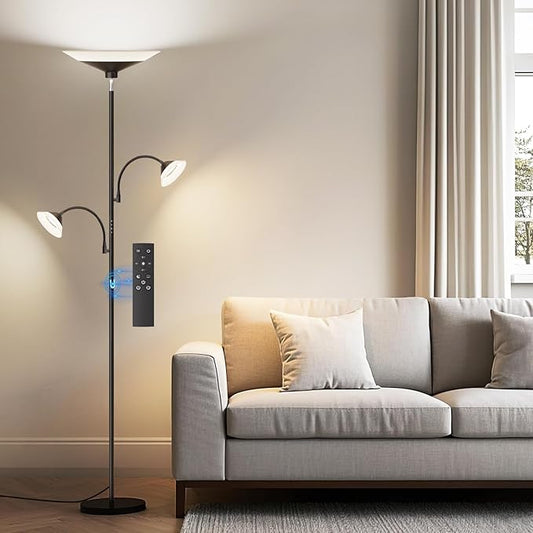 SIBRILLE 3 Way Torchiere Floor Lamp - 42W Dimmable LED Tree Standing Lamp with Remote, 2300LM, Color Changing, 72" Tall Bright Floor Lamp for Living Room Bedroom Office