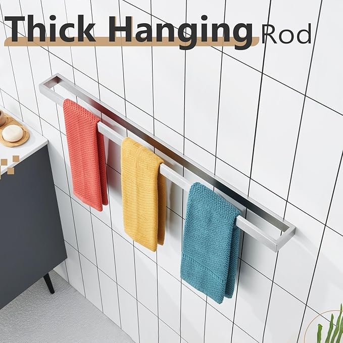 KOKOSIRI Towel Bar Brushed Nickel Bath Towel Hanger Holder 32-Inch Kitchen Rack Stainless Steel for Bathroom Hardware Wall Mount, 1 Pack B4008BR-L32