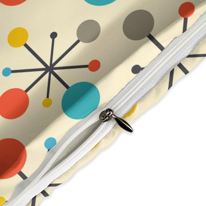 Mid Century Duvet Cover Sets Aesthetic Abstract Geometric Mid Century Retro Printed Lightweight Soft Quilt Cover Minimalist Soft Microfiber 3 Piece (1 Duvet Cover 68x86in + 2 Pillow Sham 20x30in)