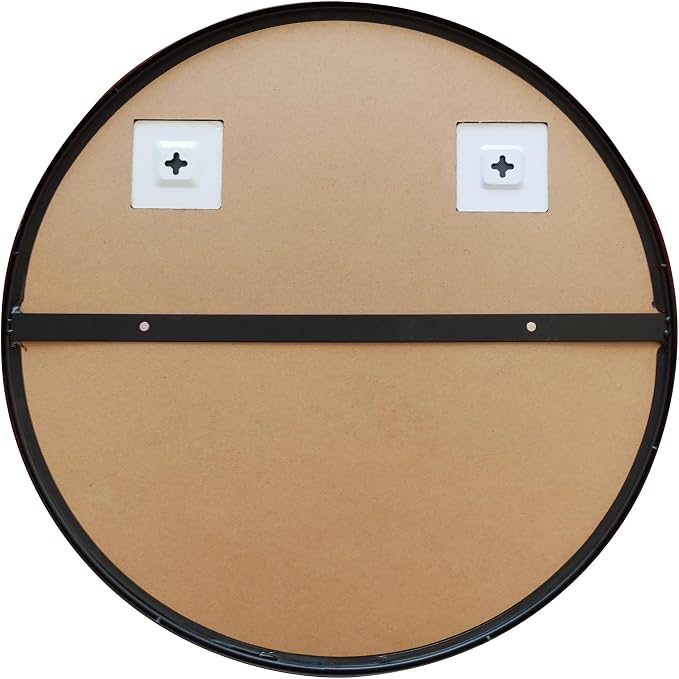 Design House 24-Inch Violette Wall Mirror – Round Mirror with Black Iron Metal Frame – Midcentury Modern Design for Entryway, Vanity, Living Room, Bathroom, 589879