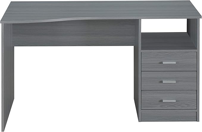 Techni Mobili 51" W Classic Computer Desk with Drawers, 3-Drawer Home Office Desk with Storage (Light Grey)