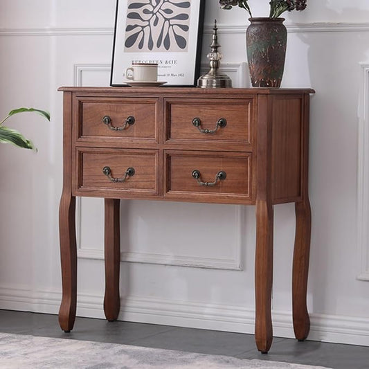 Farmhouse Console Table Sofa Table with Drawers, Solid Wood Entryway Foyer Table with Large Storage Space for Hallway/Living Room (Color : Light Walnut, Size : L:80cm)