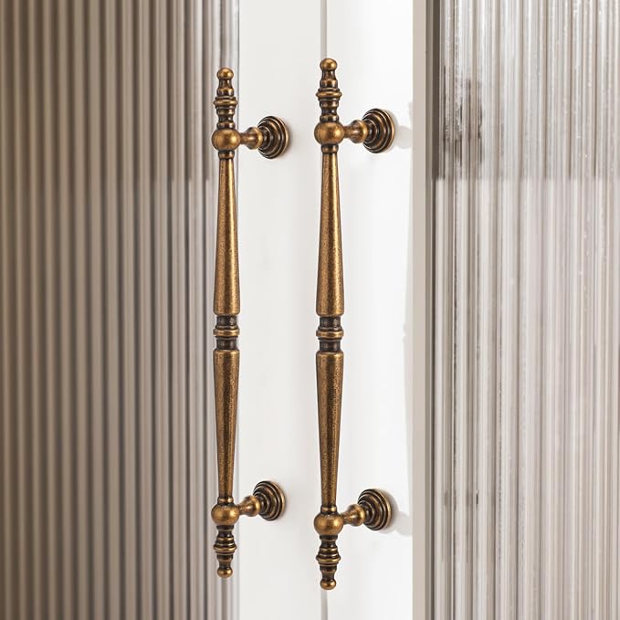 Shimeyao 10 Pack Antique Brass Cabinet Pulls 6.3"(160 mm) Hole Center Vintage Cabinet Pulls Handles Drawer Handles Closet for Kitchen Bathroom Drawer Dresser Pull Hardware Hole Center