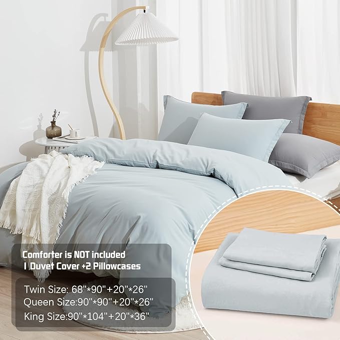 Dreaming Wapiti Duvet Cover King,Washed Microfiber Cornflower Blue King Size Duvet Cover Set,Solid Color - Soft and Breathable with Zipper Closure & Corner Ties (Cornflower Blue, King)