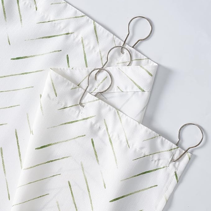 jinchan Green and White Shower Curtain Inky Herringbone Chevron Zig Zag Waterproof Fabric Modern Farmhouse Shower Curtains for Bathroom with 12 Hooks 70x72 Inches