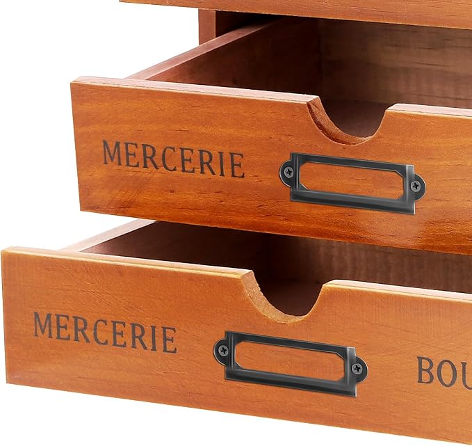 Vintage Drawer Wooden Drawers Organizer, 16-Drawer Desktop Organizer With Drawers, Iron Label Holders, Brown, For Store Cosmetics, Files, Books, Letters, Papers, Magazines