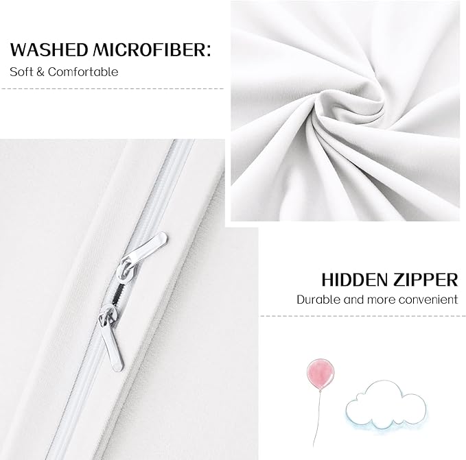 Dreaming Wapiti Duvet Cover Twin,Washed Microfiber Twin Size Duvet Cover Set,Solid Color - Soft and Breathable with Zipper Closure & Corner Ties (White, Twin)