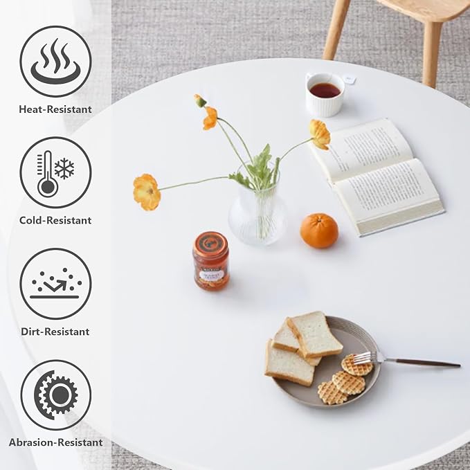 31.5 Inch Modern White Round Dining Table for 2-4 Person, Mid-Century Tulip Table with MDF Tabletop and Pedestal Base for Small Space Kitchen Dining Room