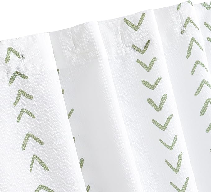 jinchan Green and White Boho Shower Curtain Herringbone Zig Zag Waterproof Fabric Bohemian Modern Farmhouse Arrow Geometric Shower Curtains for Bathroom with 12 Hooks 70x72 Inches