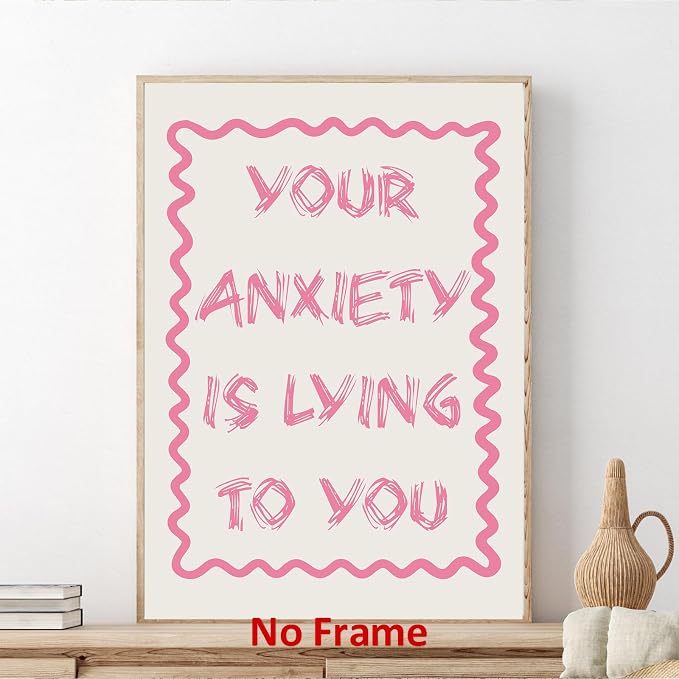 Haruhiart Retro Pink Motivational Wall Art Retro Trendy Posters Pink Preppy Painting Aesthetic Inspirational Wall Art Preppy Aesthetic Pictures Modern Trendy Girls Posters 16x24inch Frameless