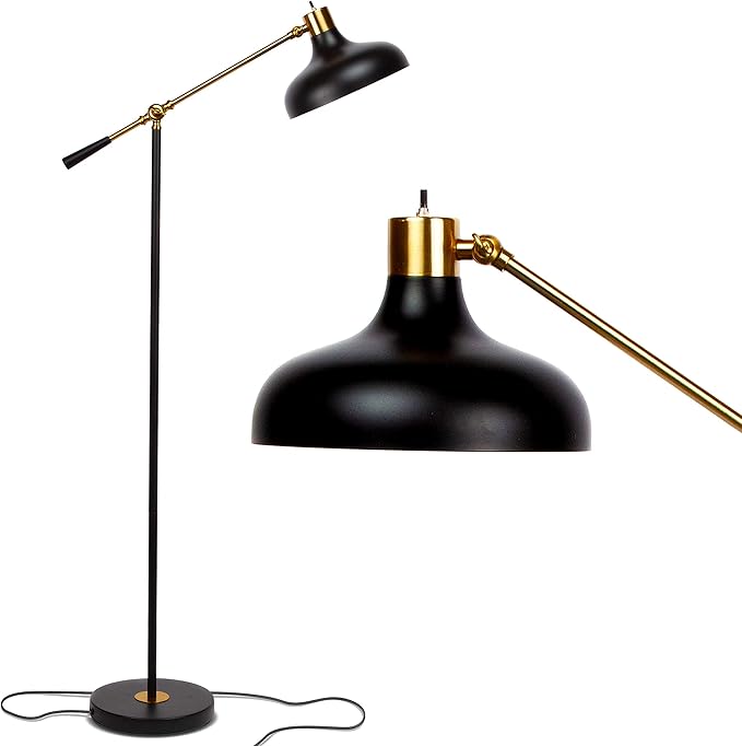 Brightech Wyatt LED Floor Lamp, Industrial Floor Lamp for Living Rooms & Offices – Charming Farmhouse Floor Lamp, Adjustable Head Standing Lamp for Bedroom Reading, Stunning Living Room Décor