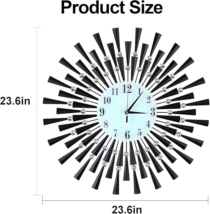 Large Wall Clock Decorative Wall Clocks 3D Non-Ticking Silent Quartz Clocks with Arabic Numerals for Living Room Home Kitchen Decor