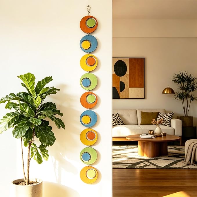 18PCS Retro Mid Century Modern Wall Art MCM Decor for Living Room Bedroom Kitchen Study, MCM Colored Wood Texture 5.7"x55.7"