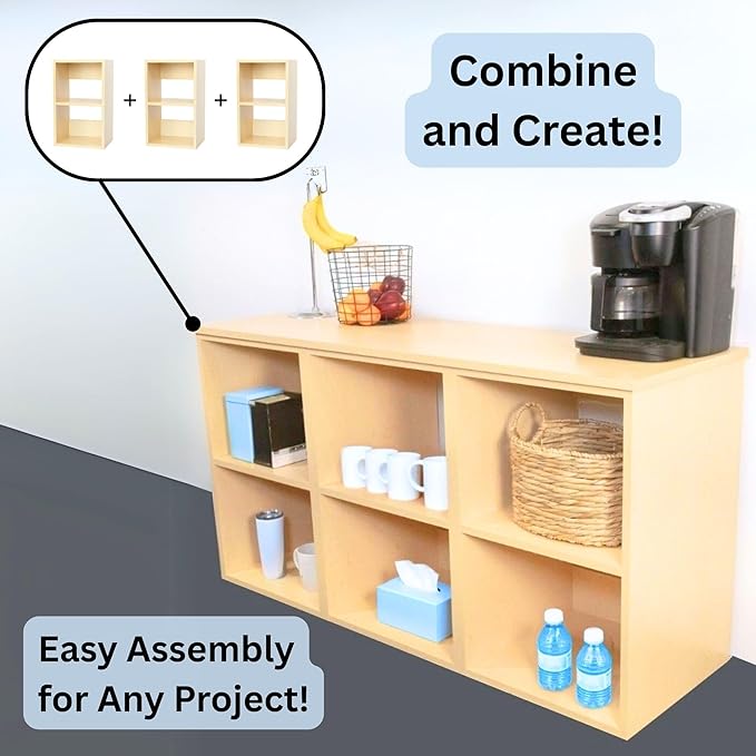 Custom Sized 2-Cube Cubby; Choose color, width, depth, and height. Units are 3/4 inch thick premium grade melamine for strong, solid unit. Easy assembly. Place on the floor or mount on a wall.