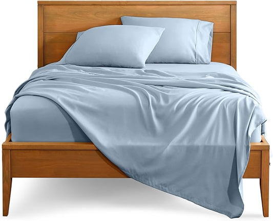 Bare Home Split Head Flex King Sheet Set - 1800 Ultra-Soft Microfiber Bed Sheets - Double Brushed - Deep Pockets - Easy Fit - 4 Piece Set - Bedding Sheets & Pillowcases (Dusty Blue)