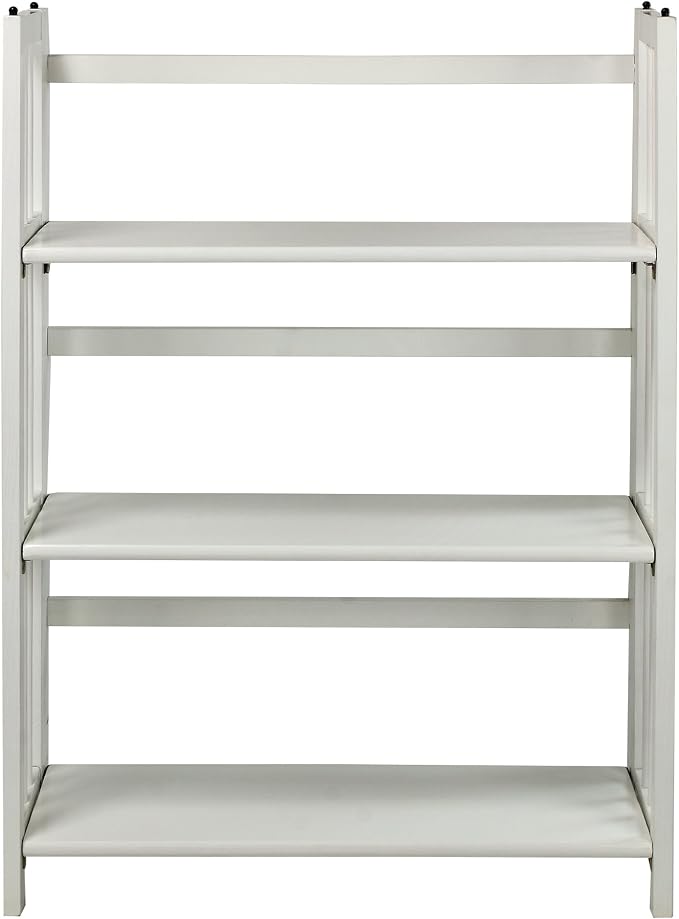 Casual Home 3-Shelf Folding Stackable Bookcase (27.5" Wide)-White