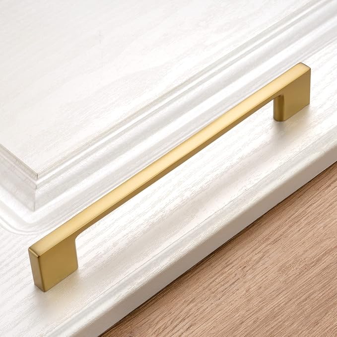 KOOFIZO 10 Pack 6-1/4 Inch Brushed Gold Kitchen Cabinet Pulls Gold Cabinet Handles Gold Cabinet Hardware for Kitchen Cabinets Drawer P01 Dresser Cupboard Bedroom Bathroom