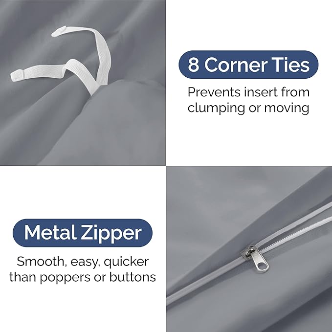 Duvet Cover Queen Size - Extra Soft Queen Size Duvet Cover - Lightweight & Breathable - Easy Care & Fade Free with Zipper Closures & Ties - 90" x 90" Inches - (Steel Blue) Comforter Not Included