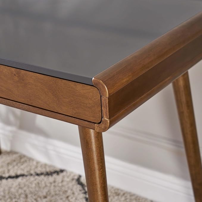 Anwick 40 Inch Writing Desk with Drawers,Wood Desks for Small Spaces,Modern Home Office Desk for Bedroom, Writing Table with Solid Legs for Work and Study, Walnut Finish, Mid Century (Brown, 40'')