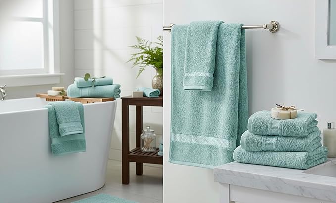 Melissa Linen, 2 Piece Hand Towel Set, 100% Turkish Cotton Face Hand Towels for Bathroom, 20 in x 35 in, Absorbent, Quick Dry, Durable and Soft, Spa and Hotel Quality, Aqua Green