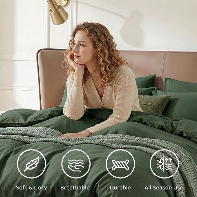 WRENSONGE California King Size Comforter Set- 7 Pieces Deep Green Bed in a Bag with Comforter, Fitted Sheet, Flat Sheet, 2 Pillow Shams, 2 Pillowcases, Warm Bedding Sets for All Season