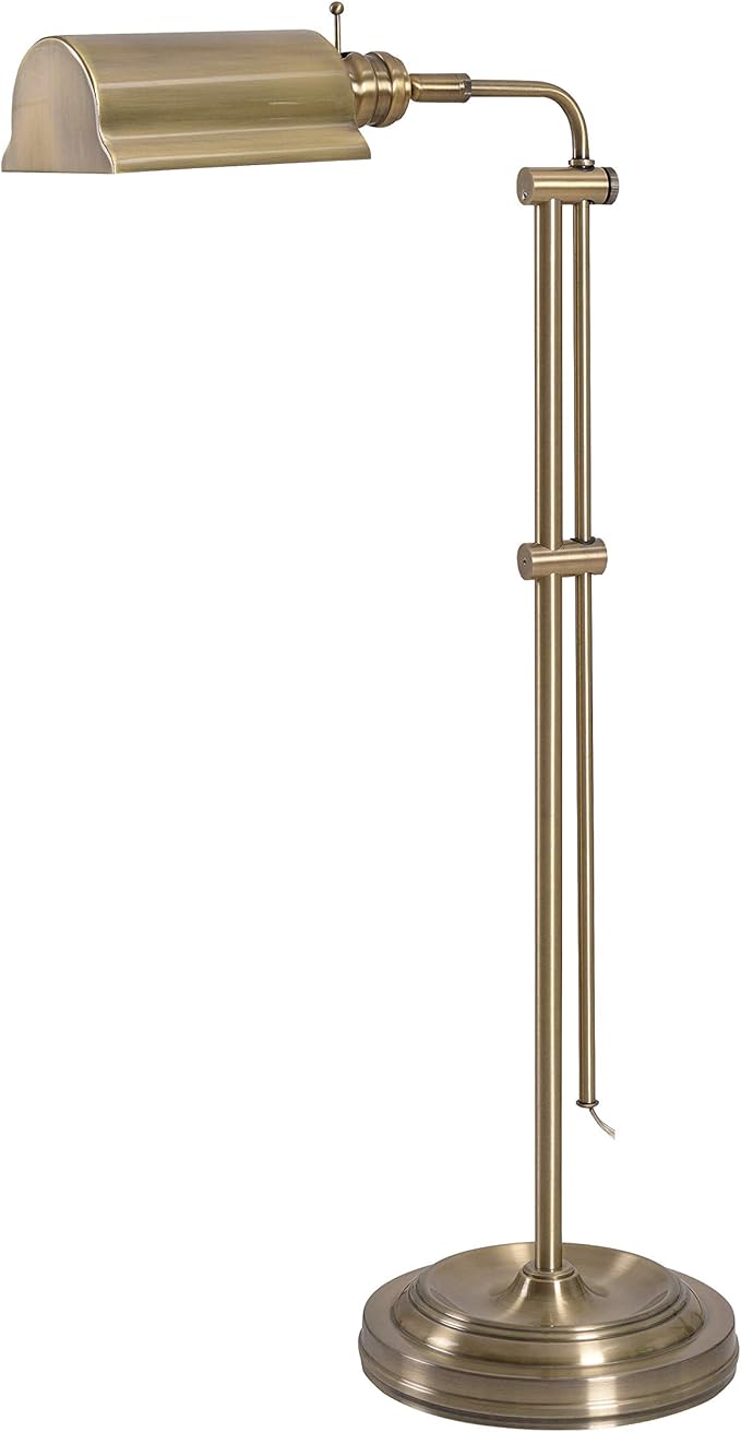Kenroy Home Denton Floor Lamp with Antique Brass Finish, Classic Style, 50" Height, 10.125" Width, 19.5" Depth
