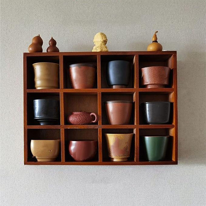 Solid Wood Desktop Organizer, with glossy edges 12 Storage Compartments for Home Office Farmhouse Design