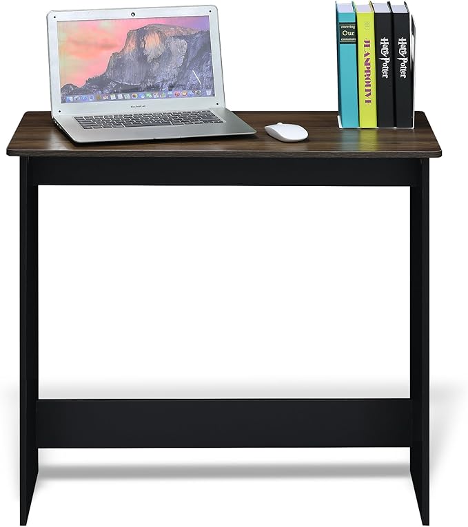 Furinno Simplistic 31-Inch Rustic Brown Computer Desk, Small Office Desk, Rectangular Home Office Desk with Drawers, Gaming Desk for Home Office, Bedroom, Study Room, Brown Walnut