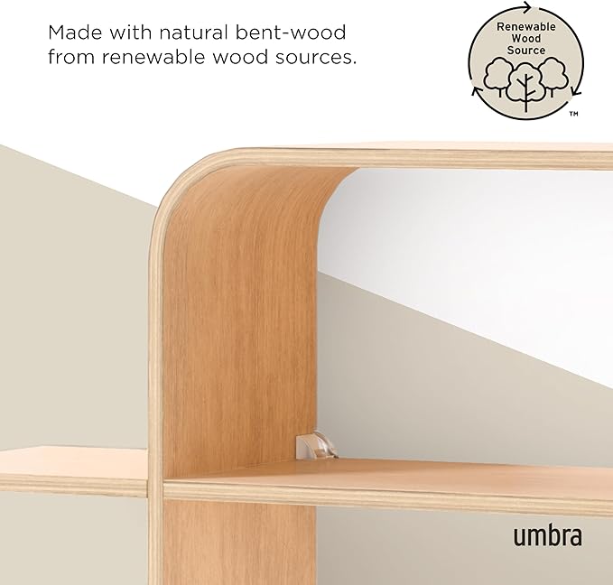 Umbra Montage Floating Wall Shelf Display Case, Made of Natural Bent Wood, Natural