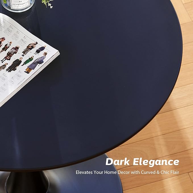 VONLUCE Black Round Dining Table, 36" Tulip Table, Kitchen & Living Room Table for 4-6 People, Modern MDF Top & Pedestal Base