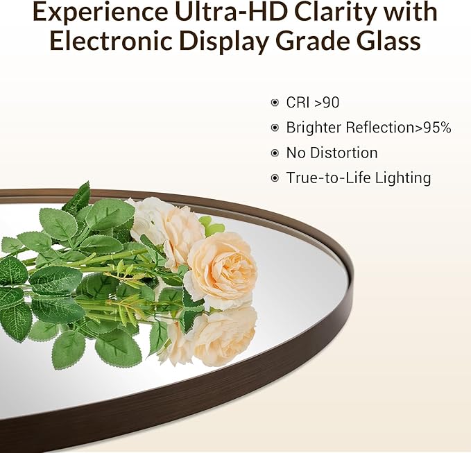 ANDY STAR 24x32'' Oval Bathroom Mirror, Bronze Oval Mirror Pill-Shaped Design in Stainless Steel Metal Frame for Bathroom, Entryway, Living Room, Contemporary 1" Deep Wall Mount Vertical or Horizontal